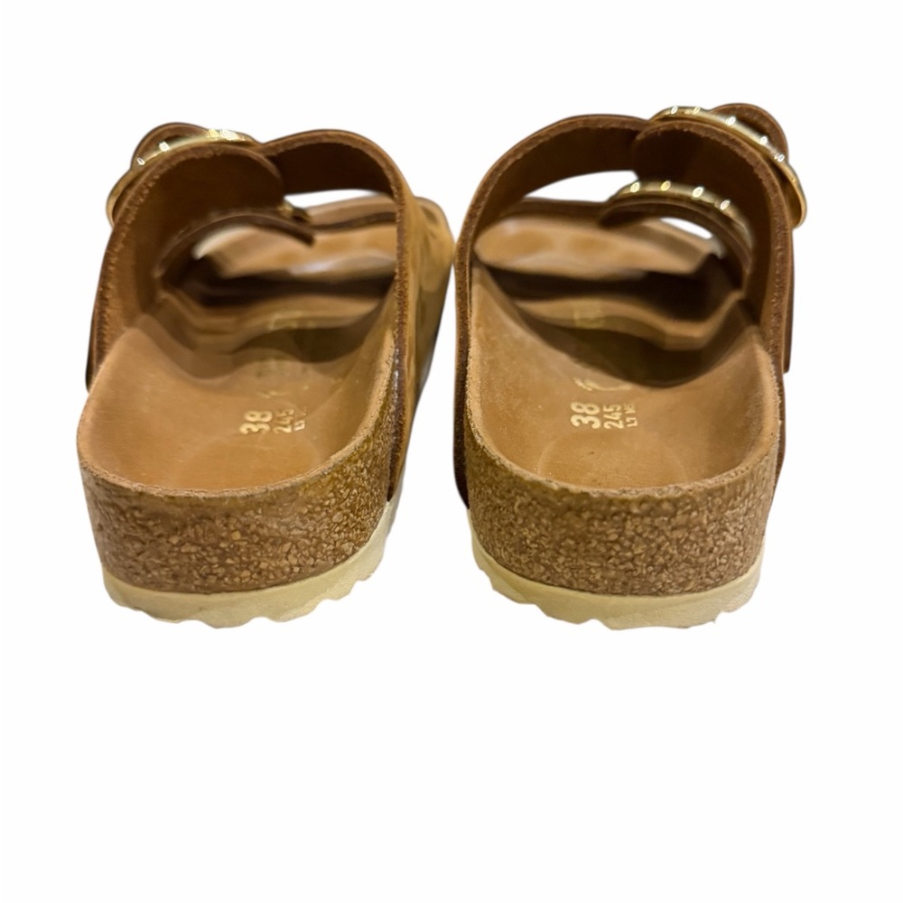 Birkenstock Soft Tan Sandals with‎ Gold Buckles - Picture 4 of 8